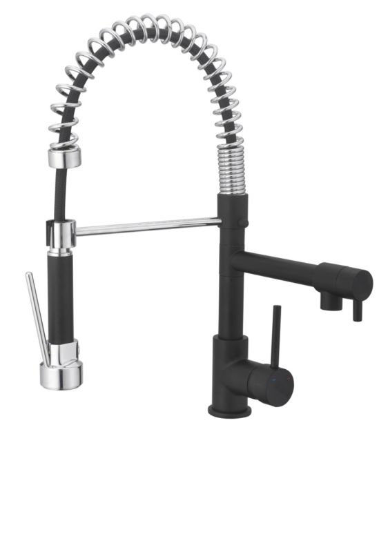 Bateria zlewozmywakowa Bilbrough ruchoma wylewka czarna