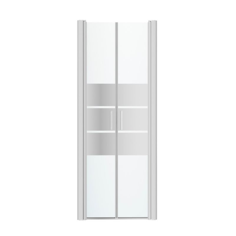 Drzwi prysznicowe uchylne podwójne GoodHome Beloya 80 cm chrom/szkło lustrzane