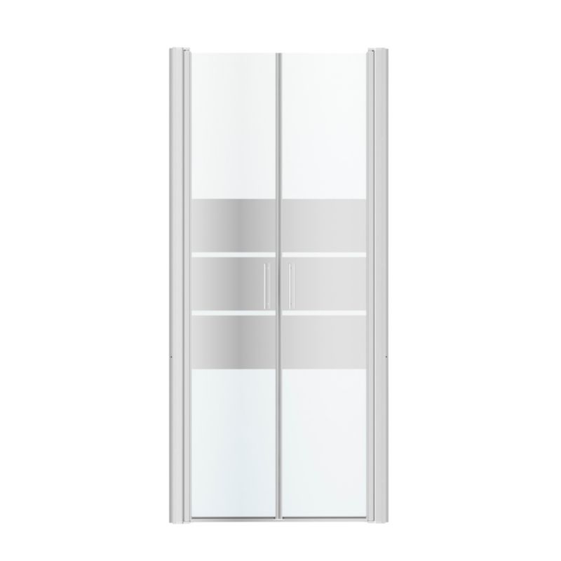 Drzwi prysznicowe uchylne podwójne GoodHome Beloya 90 cm chrom/szkło lustrzane
