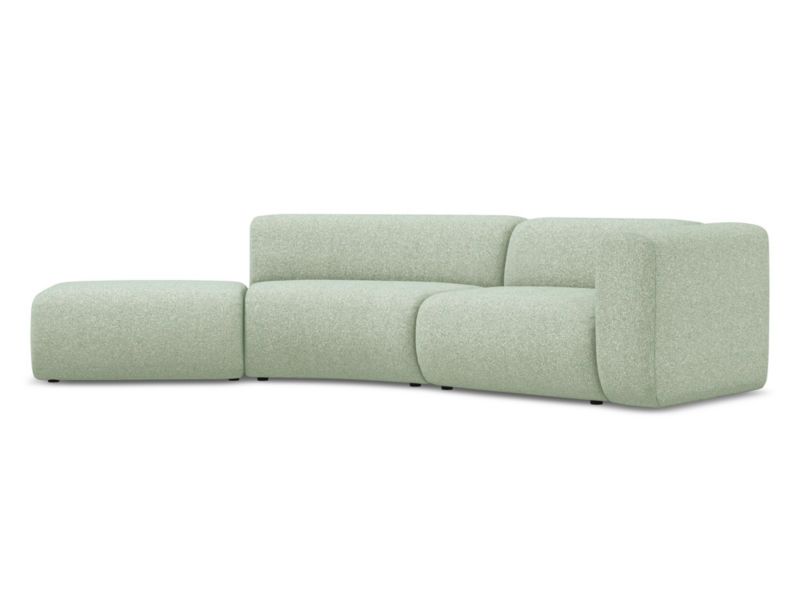4-osobowa kanapa modułowa lewa Makamii Ekahi z tkaniny strukturalnej 335x166 cm jasnozielony 1 szt.