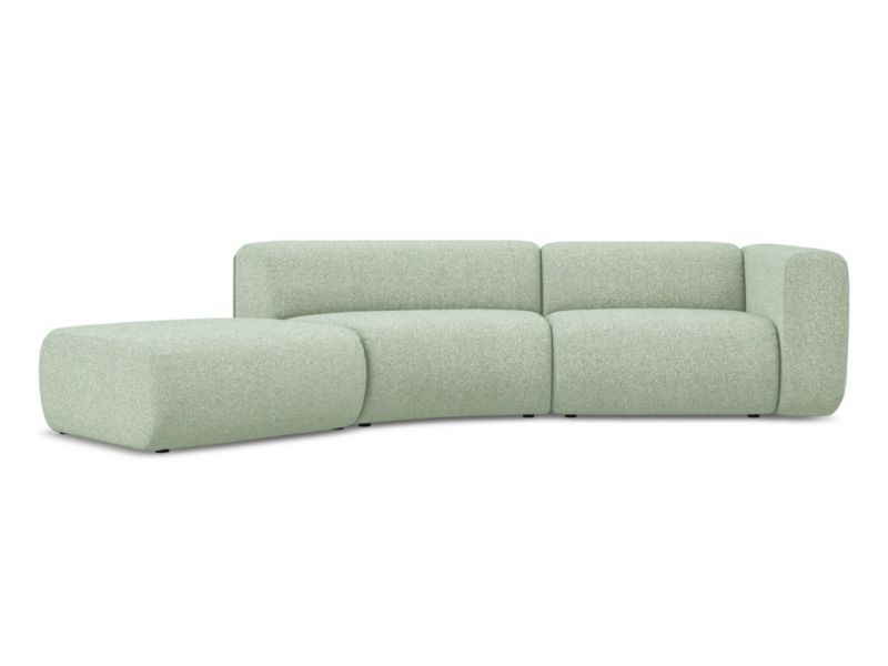 4-osobowa kanapa modułowa lewa Makamii Ekahi z tkaniny strukturalnej 335x166 cm jasnozielony 1 szt.