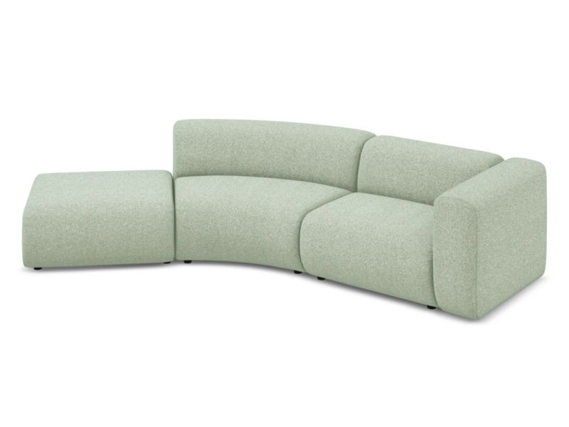 4-osobowa kanapa modułowa lewa Makamii Ekahi z tkaniny strukturalnej 335x166 cm jasnozielony 1 szt.
