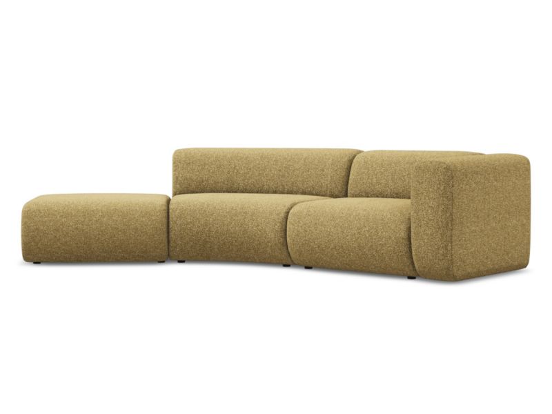 4-osobowa kanapa modułowa lewa Makamii Ekahi z tkaniny strukturalnej 335x166 cm musztardowy 1 szt.