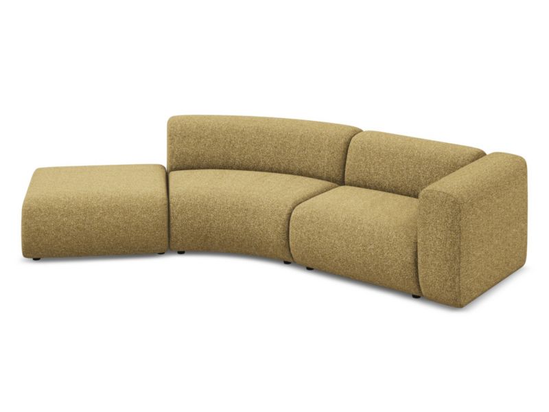 4-osobowa kanapa modułowa lewa Makamii Ekahi z tkaniny strukturalnej 335x166 cm musztardowy 1 szt.