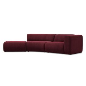 4-osobowa kanapa modułowa lewa Makamii Ekahi z tkaniny szenilowej 335x166 cm bordo 1 szt.