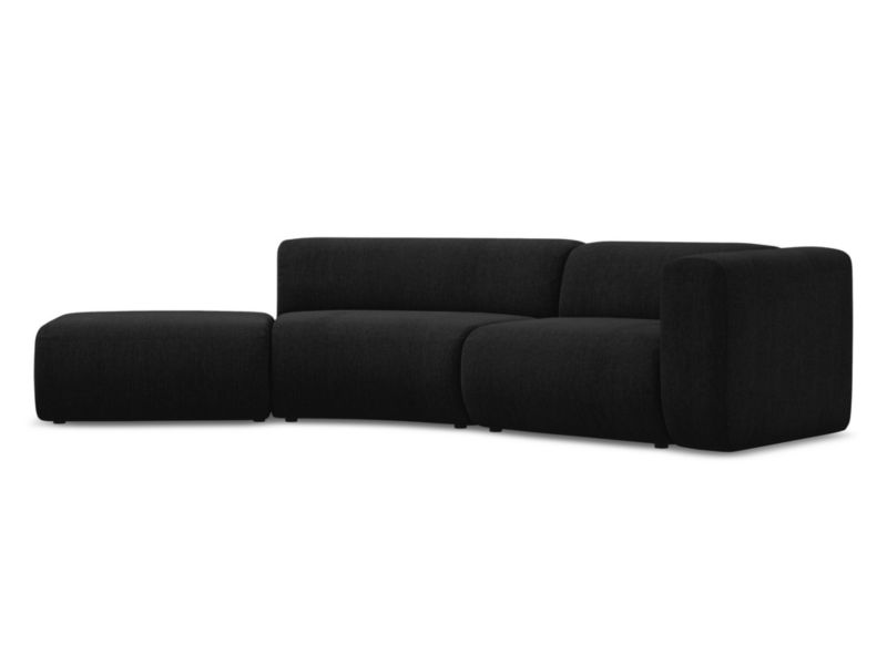 4-osobowa kanapa modułowa lewa Makamii Ekahi z tkaniny szenilowej 335x166 cm czarny 1 szt.