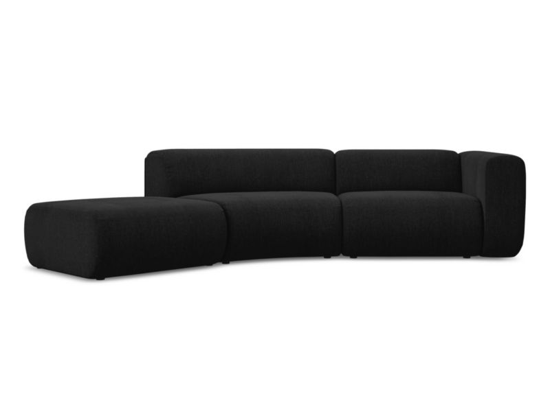 4-osobowa kanapa modułowa lewa Makamii Ekahi z tkaniny szenilowej 335x166 cm czarny 1 szt.