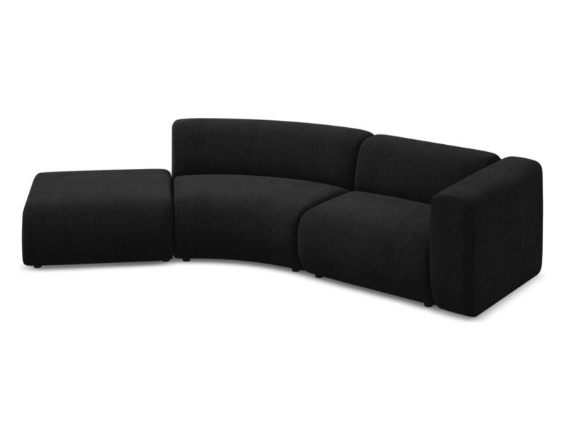 4-osobowa kanapa modułowa lewa Makamii Ekahi z tkaniny szenilowej 335x166 cm czarny 1 szt.