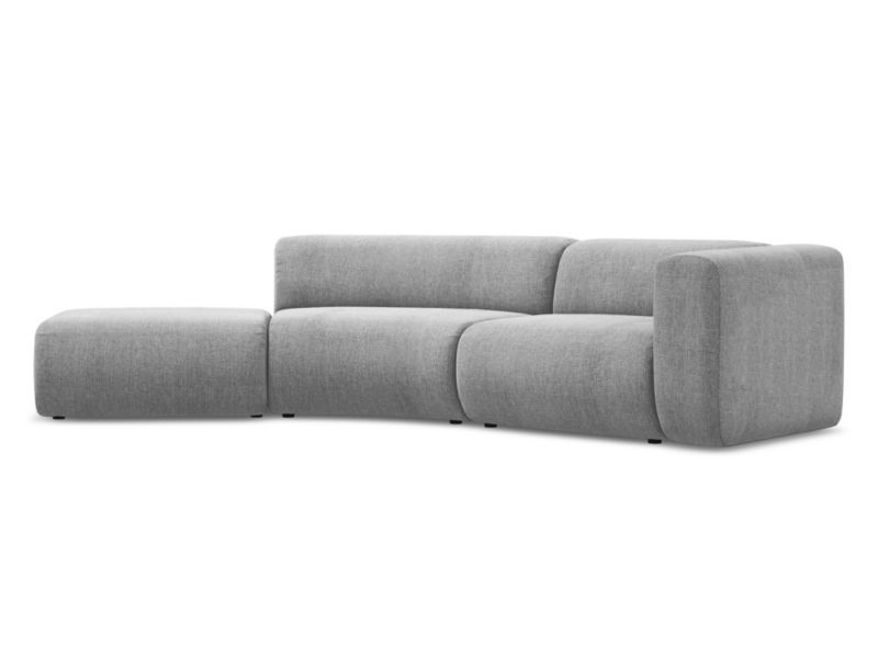 4-osobowa kanapa modułowa lewa Makamii Ekahi z tkaniny szenilowej 335x166 cm jasny szary 1 szt.