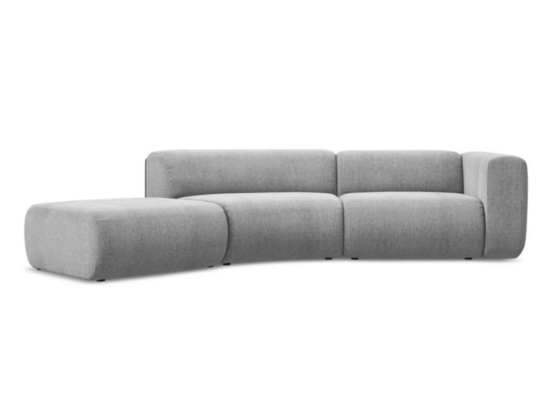 4-osobowa kanapa modułowa lewa Makamii Ekahi z tkaniny szenilowej 335x166 cm jasny szary 1 szt.