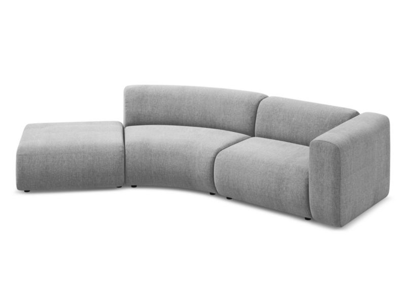 4-osobowa kanapa modułowa lewa Makamii Ekahi z tkaniny szenilowej 335x166 cm jasny szary 1 szt.