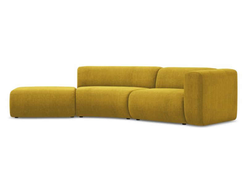 4-osobowa kanapa modułowa lewa Makamii Ekahi z tkaniny szenilowej 335x166 cm musztardowy 1 szt.