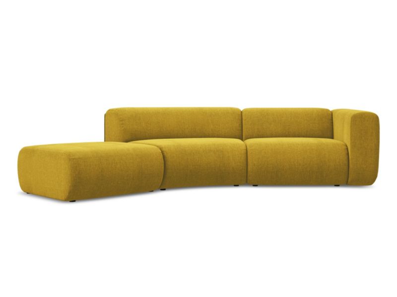 4-osobowa kanapa modułowa lewa Makamii Ekahi z tkaniny szenilowej 335x166 cm musztardowy 1 szt.
