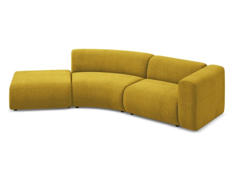 4-osobowa kanapa modułowa lewa Makamii Ekahi z tkaniny szenilowej 335x166 cm musztardowy 1 szt.