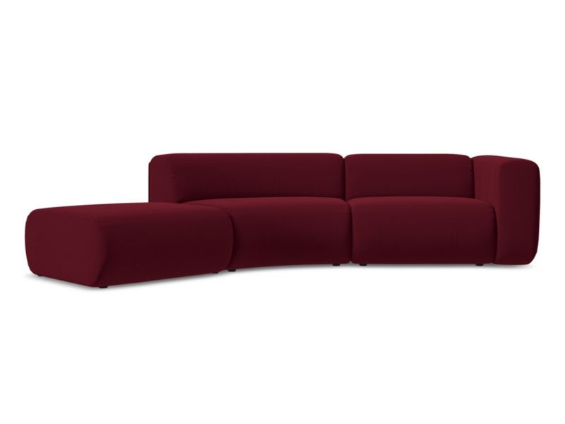 4-osobowa kanapa modułowa lewa Makamii Ekahi z weluru 335x166 cm burgundowy 1 szt.