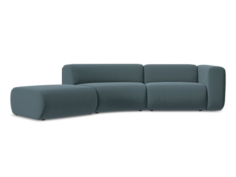 4-osobowa kanapa modułowa lewa Makamii Ekahi z weluru 335x166 cm morski 1 szt.