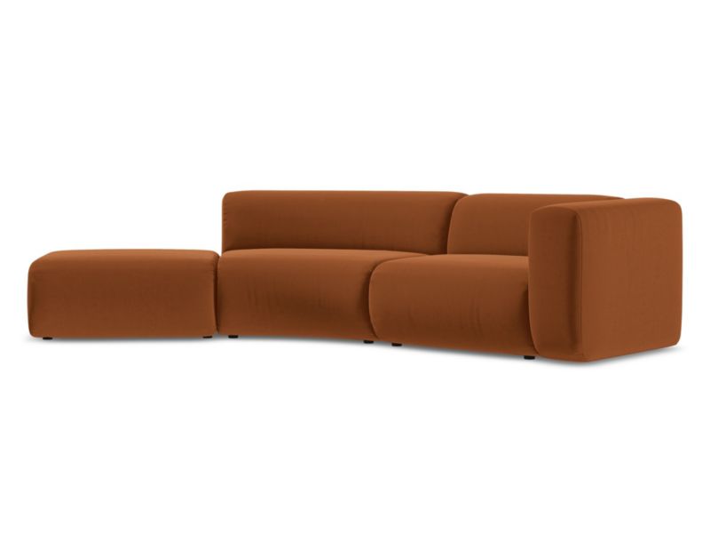4-osobowa kanapa modułowa lewa Makamii Ekahi z weluru 335x166 cm terakota 1 szt.