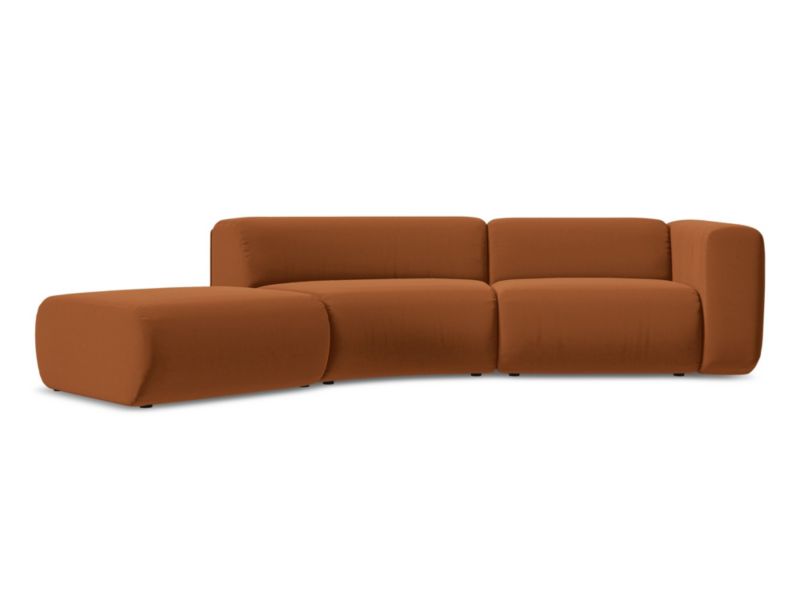 4-osobowa kanapa modułowa lewa Makamii Ekahi z weluru 335x166 cm terakota 1 szt.