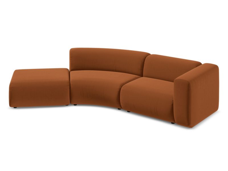 4-osobowa kanapa modułowa lewa Makamii Ekahi z weluru 335x166 cm terakota 1 szt.