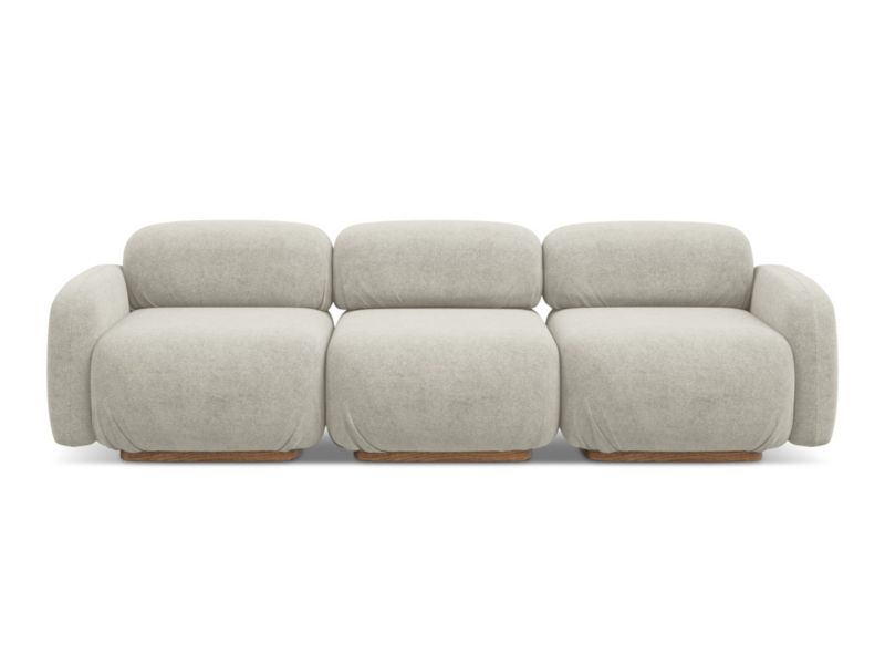 4-osobowa kanapa modułowa Makamii Ailani z tkaniną boucle 270x95 cm jasny beż 1 szt.