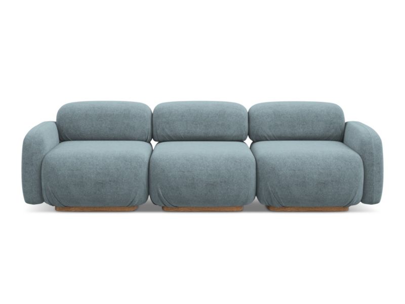 4-osobowa kanapa modułowa Makamii Ailani z tkaniną boucle 270x95 cm jeans 1 szt.