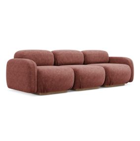 4-osobowa kanapa modułowa Makamii Ailani z tkaniny szenilowej 270x95 cm brudny róż 1 szt.