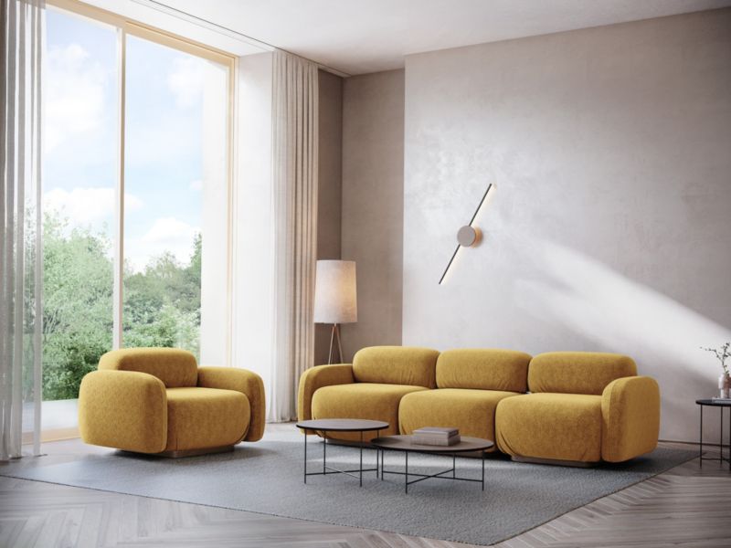 4-osobowa kanapa modułowa Makamii Ailani z tkaniny szenilowej 270x95 cm musztardowy 1 szt.