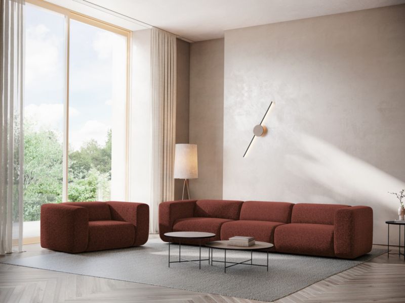 4-osobowa kanapa modułowa Makamii Ekahi z tkaniny strukturalnej 319x89 cm burgundowy 1 szt.