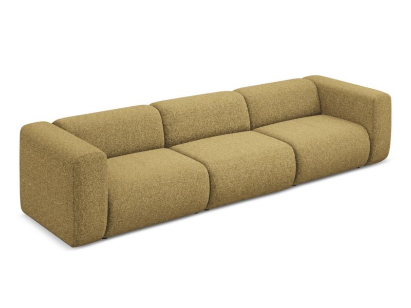 4-osobowa kanapa modułowa Makamii Ekahi z tkaniny strukturalnej 319x89 cm musztardowy 1 szt.