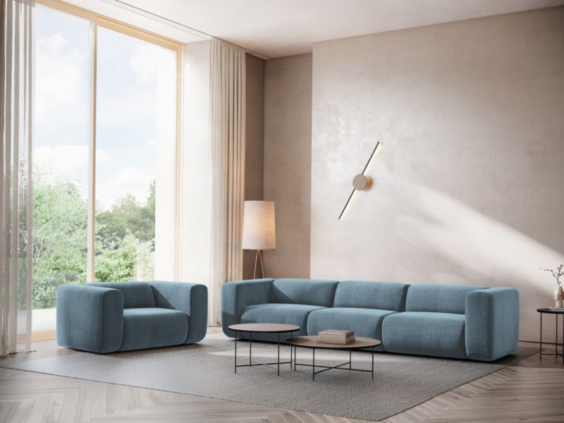 4-osobowa kanapa modułowa Makamii Ekahi z tkaniny szenilowej 319x89 cm jeans 1 szt.