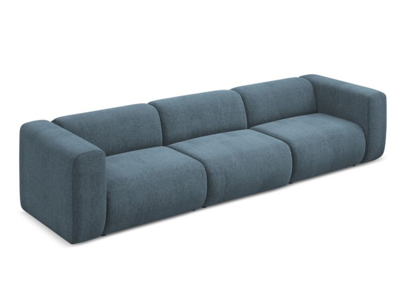 4-osobowa kanapa modułowa Makamii Ekahi z tkaniny szenilowej 319x89 cm jeans 1 szt.