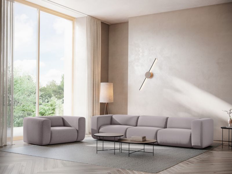 4-osobowa kanapa modułowa Makamii Ekahi z weluru 319x89 cm lawendowy 1 szt.