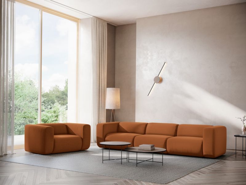 4-osobowa kanapa modułowa Makamii Ekahi z weluru 319x89 cm terakota 1 szt.