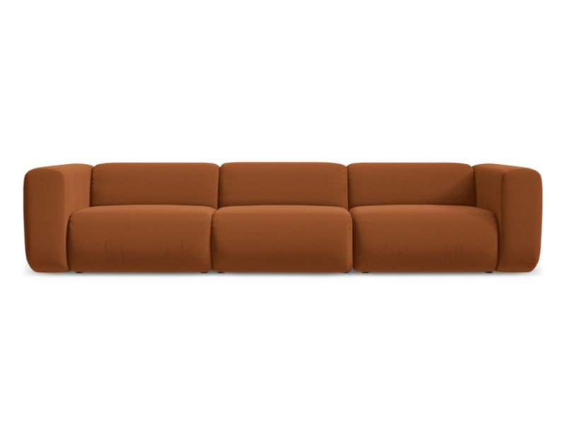 4-osobowa kanapa modułowa Makamii Ekahi z weluru 319x89 cm terakota 1 szt.