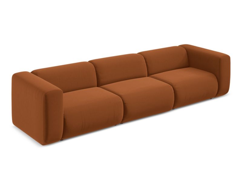 4-osobowa kanapa modułowa Makamii Ekahi z weluru 319x89 cm terakota 1 szt.