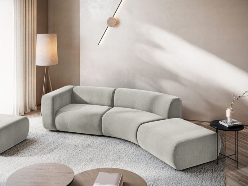 4-osobowa kanapa modułowa prawa Makamii Ekahi z tkaniny szenilowej 335x166 cm beżowy 1 szt.