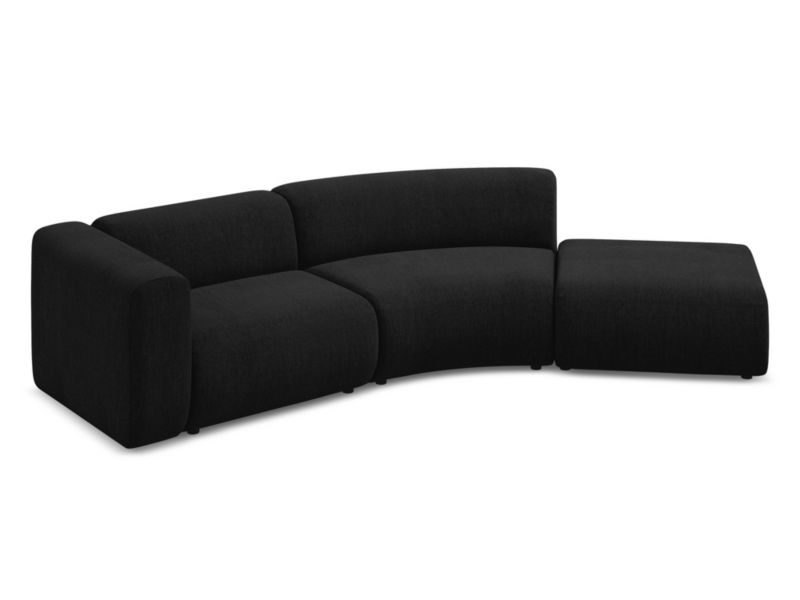 4-osobowa kanapa modułowa prawa Makamii Ekahi z tkaniny szenilowej 335x166 cm czarny 1 szt.