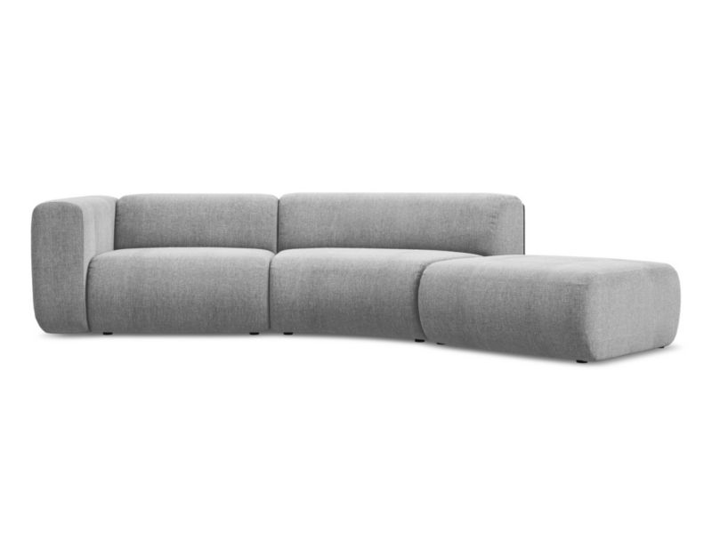 4-osobowa kanapa modułowa prawa Makamii Ekahi z tkaniny szenilowej 335x166 cm jasny szary 1 szt.