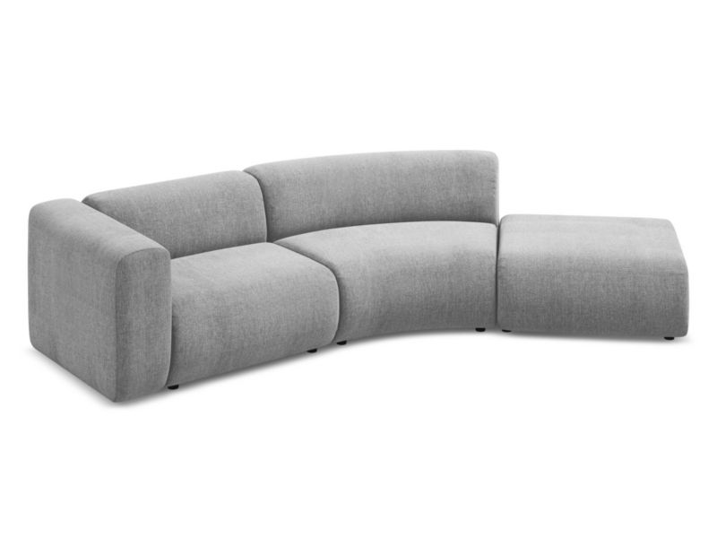 4-osobowa kanapa modułowa prawa Makamii Ekahi z tkaniny szenilowej 335x166 cm jasny szary 1 szt.