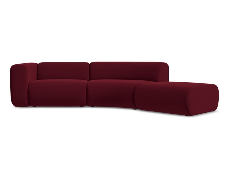 4-osobowa kanapa modułowa prawa Makamii Ekahi z weluru 335x166 cm burgundowy 1 szt.