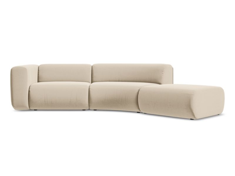 4-osobowa kanapa modułowa prawa Makamii Ekahi z weluru 335x166 cm jasny beż 1 szt.