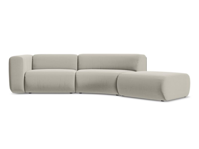 4-osobowa kanapa modułowa prawa Makamii Ekahi z weluru 335x166 cm perłowy 1 szt.