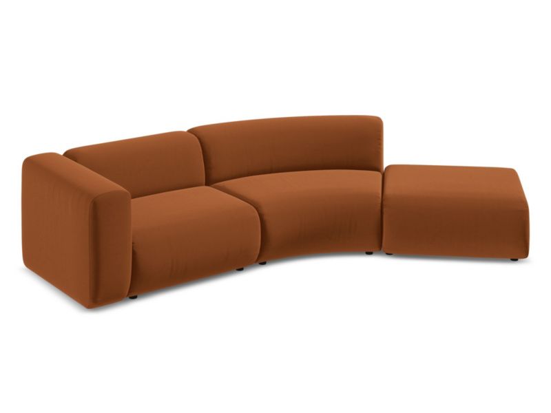 4-osobowa kanapa modułowa prawa Makamii Ekahi z weluru 335x166 cm terakota 1 szt.