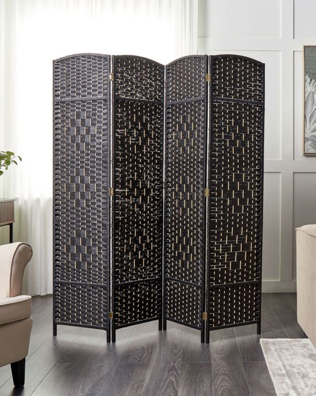 4-panelowy parawan pokojowy Lappago Czarny 163 cm 170 cm 1 szt.