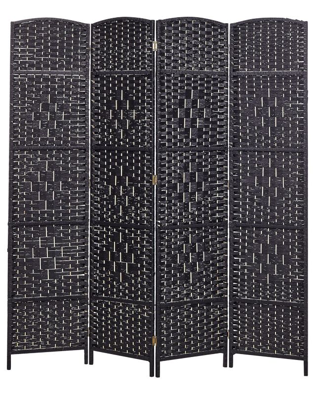 4-panelowy parawan pokojowy Lappago Czarny 163 cm 170 cm 1 szt.