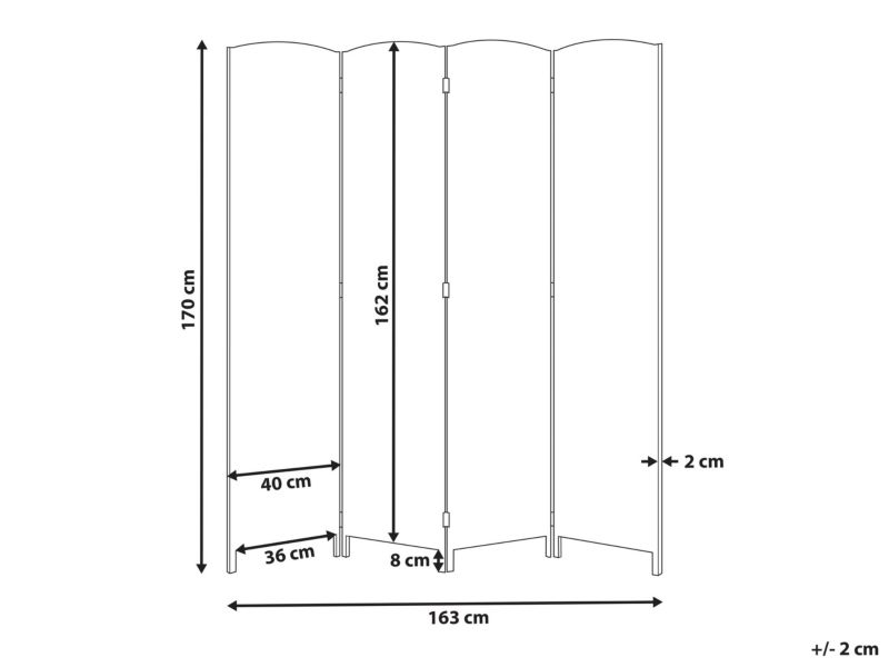 4-panelowy parawan pokojowy Lappago Naturalny 163 cm 170 cm 1 szt.