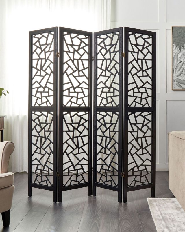 4-panelowy parawan pokojowy Pianlargo Czarny 1 szt.