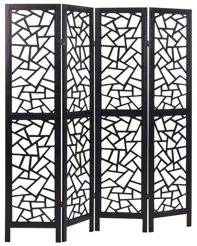 4-panelowy parawan pokojowy Pianlargo Czarny 1 szt.