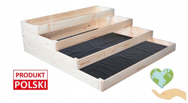 4-Piętrowy Warzywniak SunWood Inspekt Drewniany Skrzynia Zielnik 120x120cm + Poradnik 1 szt.