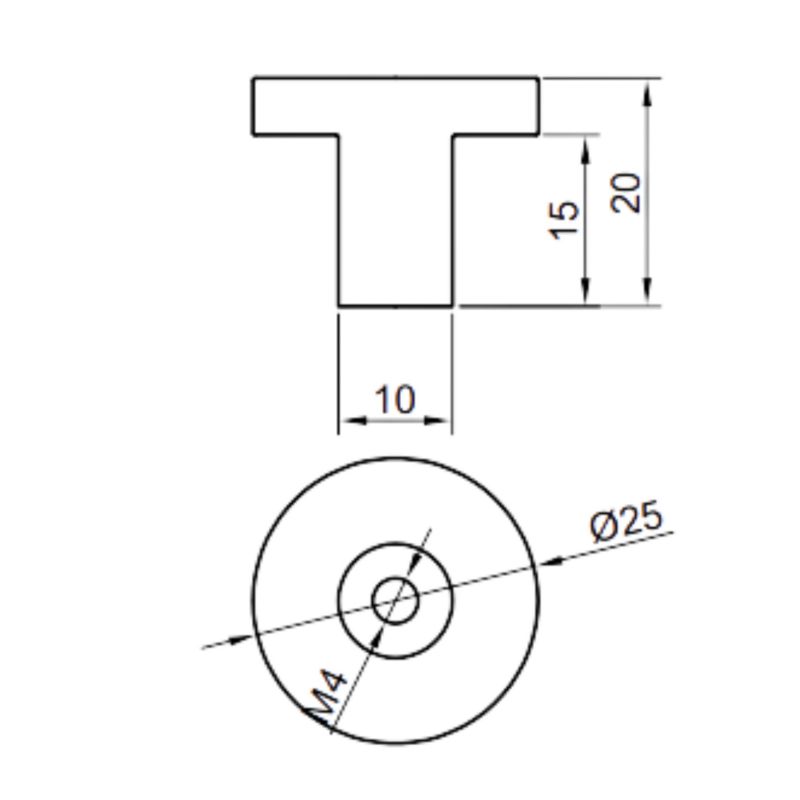 4 x Gałka meblowa okrągła metal 2,5cm złoto szczotkowane 4 szt